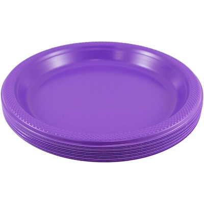 JAM Paper 7 Plastic Plates, Purple, 60/Pack (7255320688g)