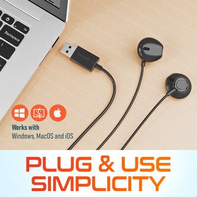 Delton 10E Stereo USB In-Ear Computer Headset with Microphone, Black (DWH10E)