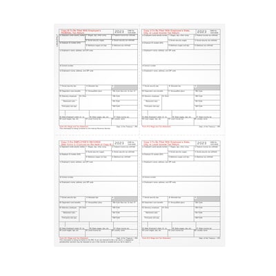 TOPS Employees Copies Cut Sheet 2023 W-2 Tax Form, 1-Part, 100/Pack (LW24UPALT100)