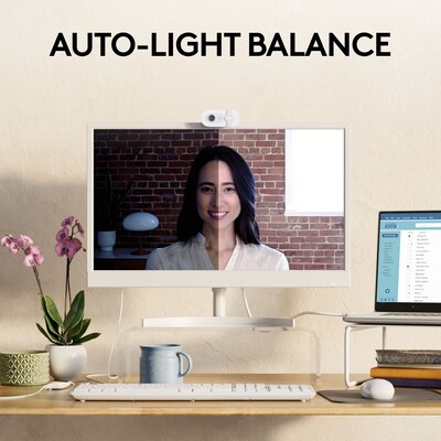 Logitech Brio 100 HD 1080p Webcam, 2 Megapixels, Off-White (960-001616)