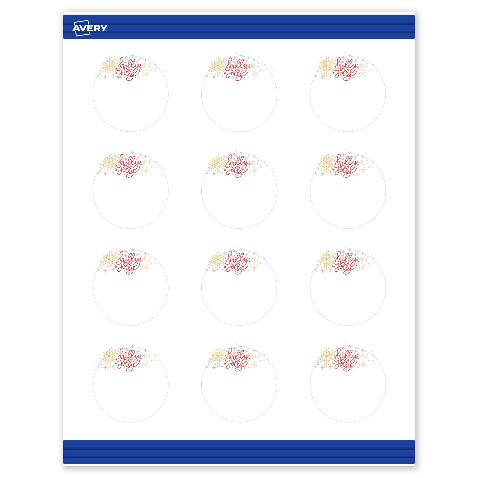 Avery Silver-Holly Sparkles Matte Blank Card, White, 120/Pack (S00-FHG)