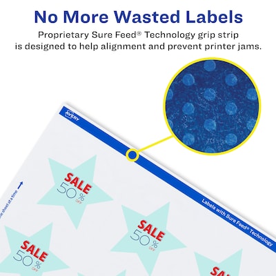 Avery Laser/Inkjet Star Waterproof Multipurpose Labels, 0.75"  Dia, White, 800/Pack (94610)