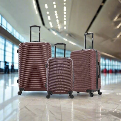DUKAP Adly 3-Piece Hardside Spinner Luggage Set, TSA Checkpoint Friendly, Wine (DKADLSML-WIN)