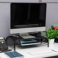 Mind Reader Ventilated Monitor Stand with Paper Tray, Black, 2/Pack (2MESHMON-BLK)