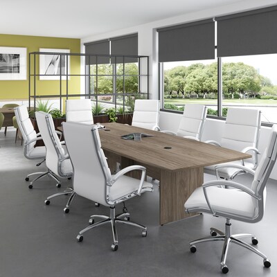 Bush Business Furniture 120W x 48D Boat Shaped Conference Table with Wood Base, Modern Hickory (99TB12048MHK)