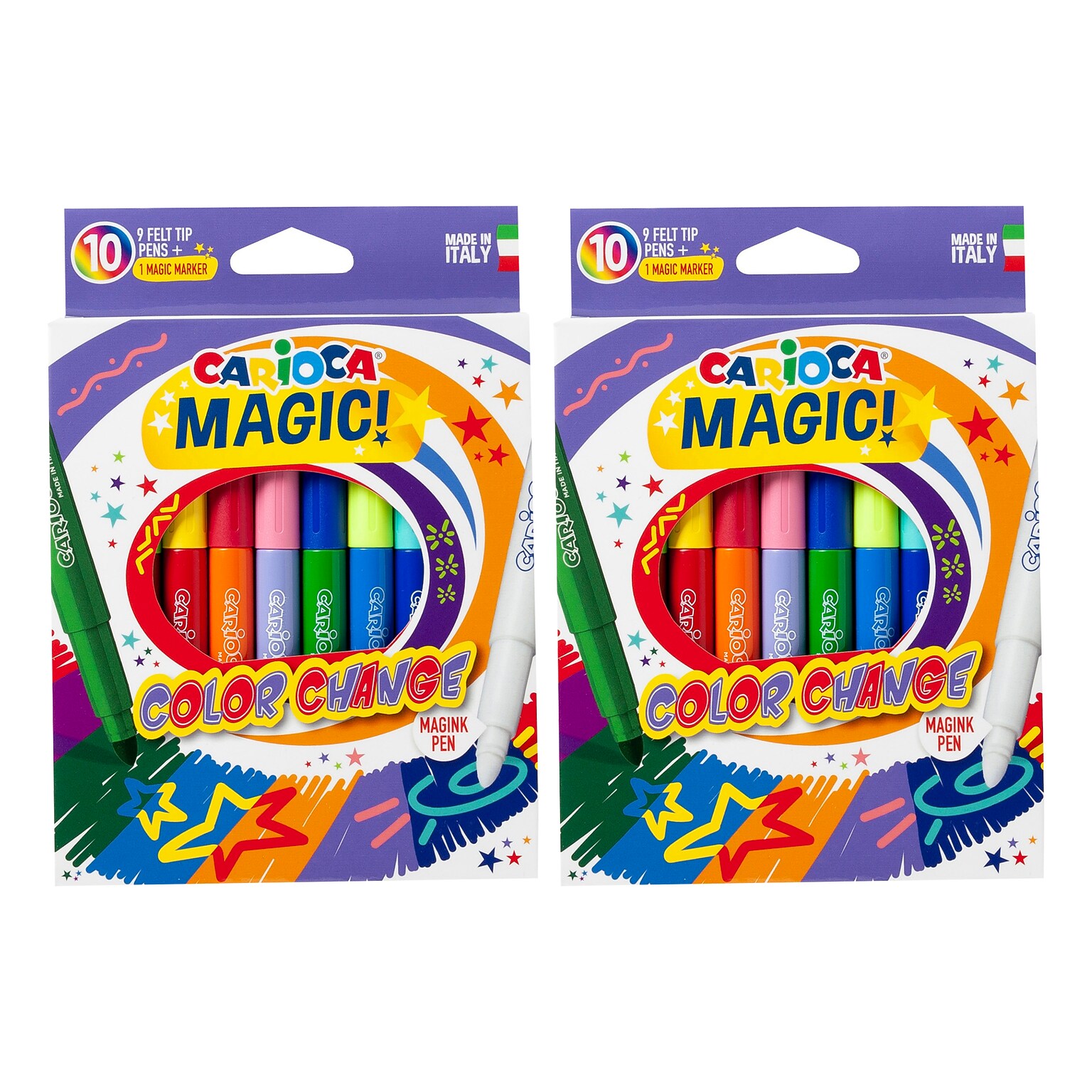 CARIOCA Magic! Washable Kids Markers, Bold Tip, Assorted Colors, 10/Pack, 2/Bundle (CRA42737-2)