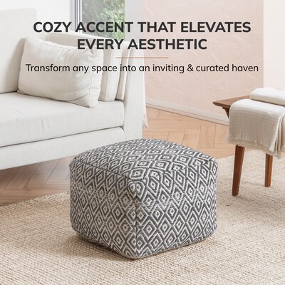 Anji Mountain Cherokee Charcoal Ivory Fabric Rectangular Pouf Ottoman (AMBPF154-2014)