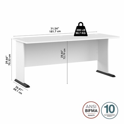 Bush Business Furniture Studio A 72"W Computer Desk, White (SDD172WH)