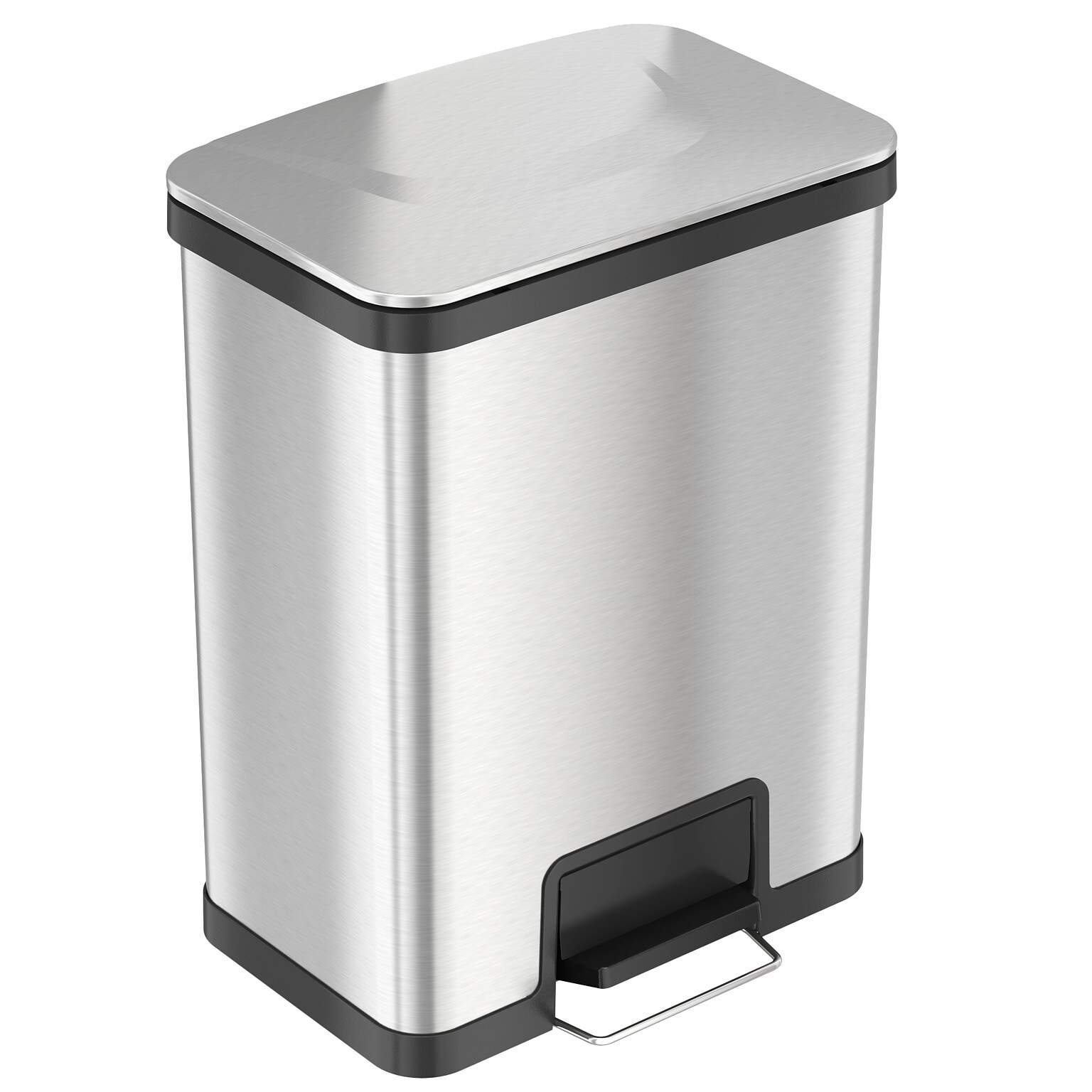 halo AirStep Stainless Steel Rectangular Step Pedal Trash Can with AbsorbX Odor Control System, 13 Gal., Silver (TR13SS)