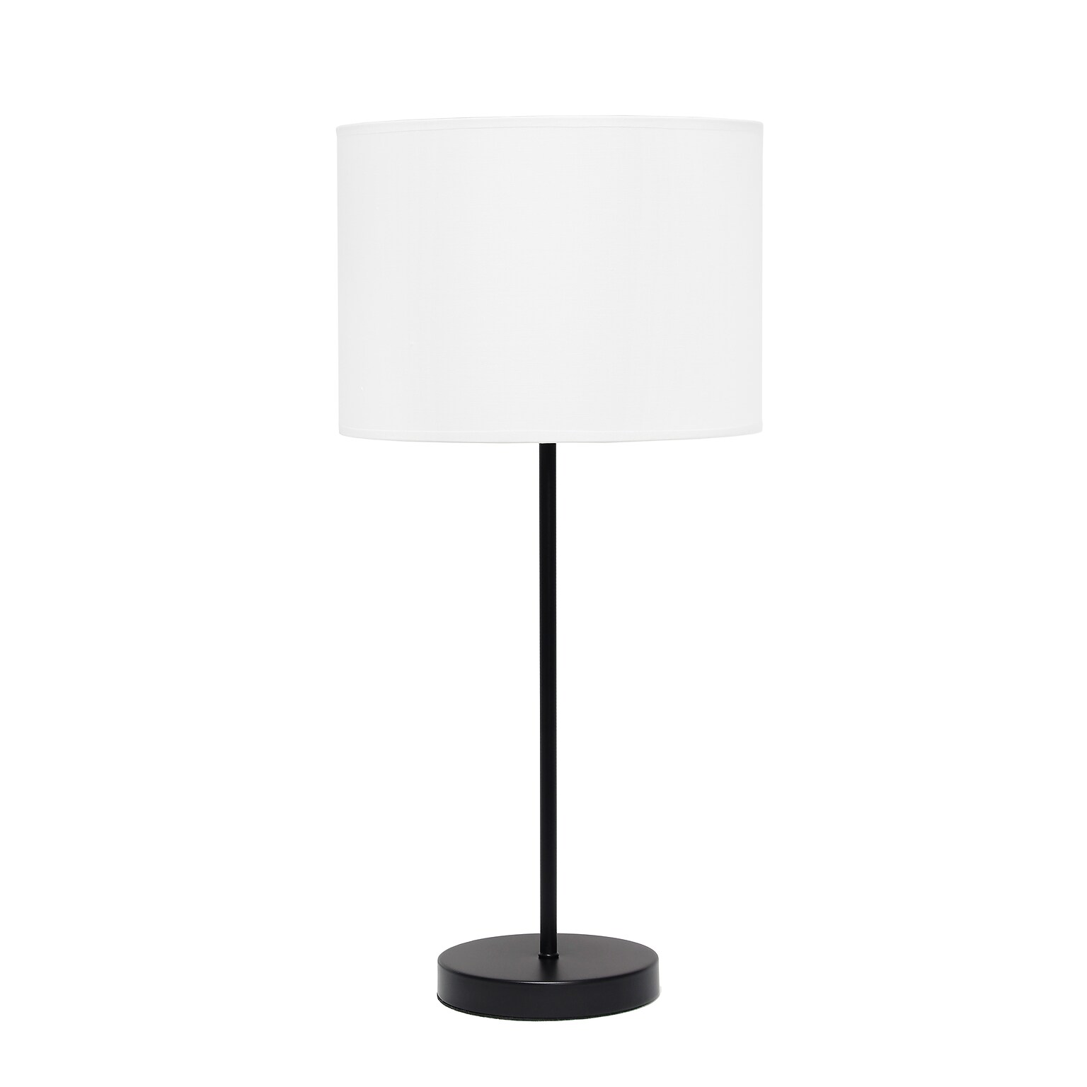 Simple Designs Black Stick Lamp Fabric Shade, White (LT2040-BAW)