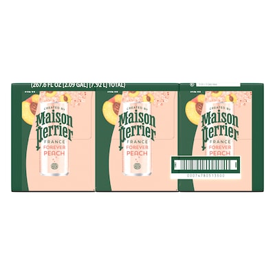 Perrier Peach Flavored Sparkling Mineral Water, 11.15 oz., 8/Pack (12350540)