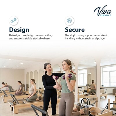 Viva Comfort Rehabilitation & Fitness Vinyl Dumbbell Set, 1–10 lb, Multicolored, 10/Pack (ADIME920-110)