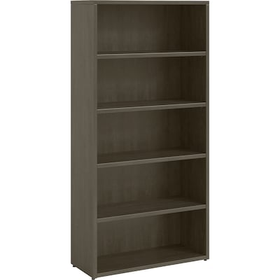 Lorell Prominence 2.0 69 5-Shelf Bookcase with Adjustable-Shelves, Gray Elm Laminate (LLRPBK3469GE)