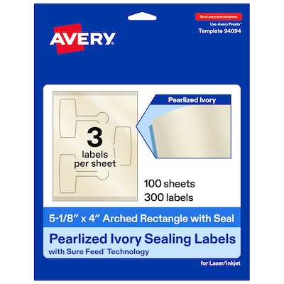 Avery Laser/Inkjet Multipurpose Labels, 5-1/8 x 4, Pearlized Ivory, 300 Labels/Box (19479370707)