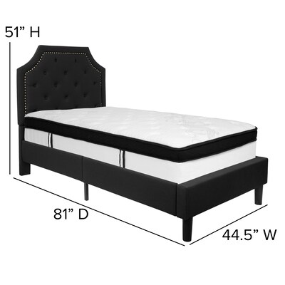 Flash Furniture Brighton Tufted Upholstered Platform Bed in Black Fabric with Memory Foam Mattress, Twin (SLBMF5)