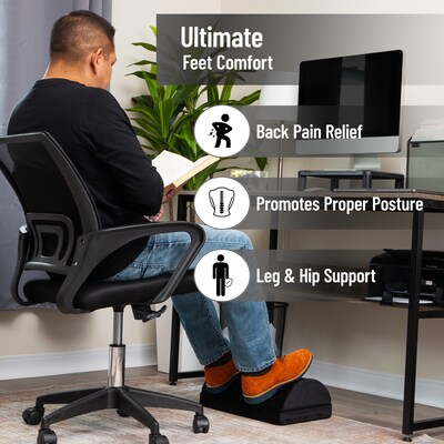 Mind Reader Adjustable Height Air-Cloud Memory Foam Footrest, Black (FTPLUSH-BLK)