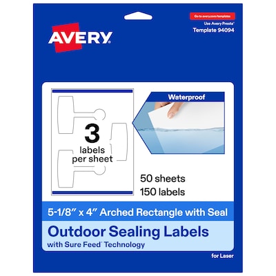 Avery Laser Sealing Labels, 5-1/8 x 4, White, 150 Labels/Box (19479370742)