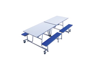 AmTab Rectangular Mobile Cafeteria Table w/ 4 Benches, 30" x 97", Assorted Colors (MBT08)