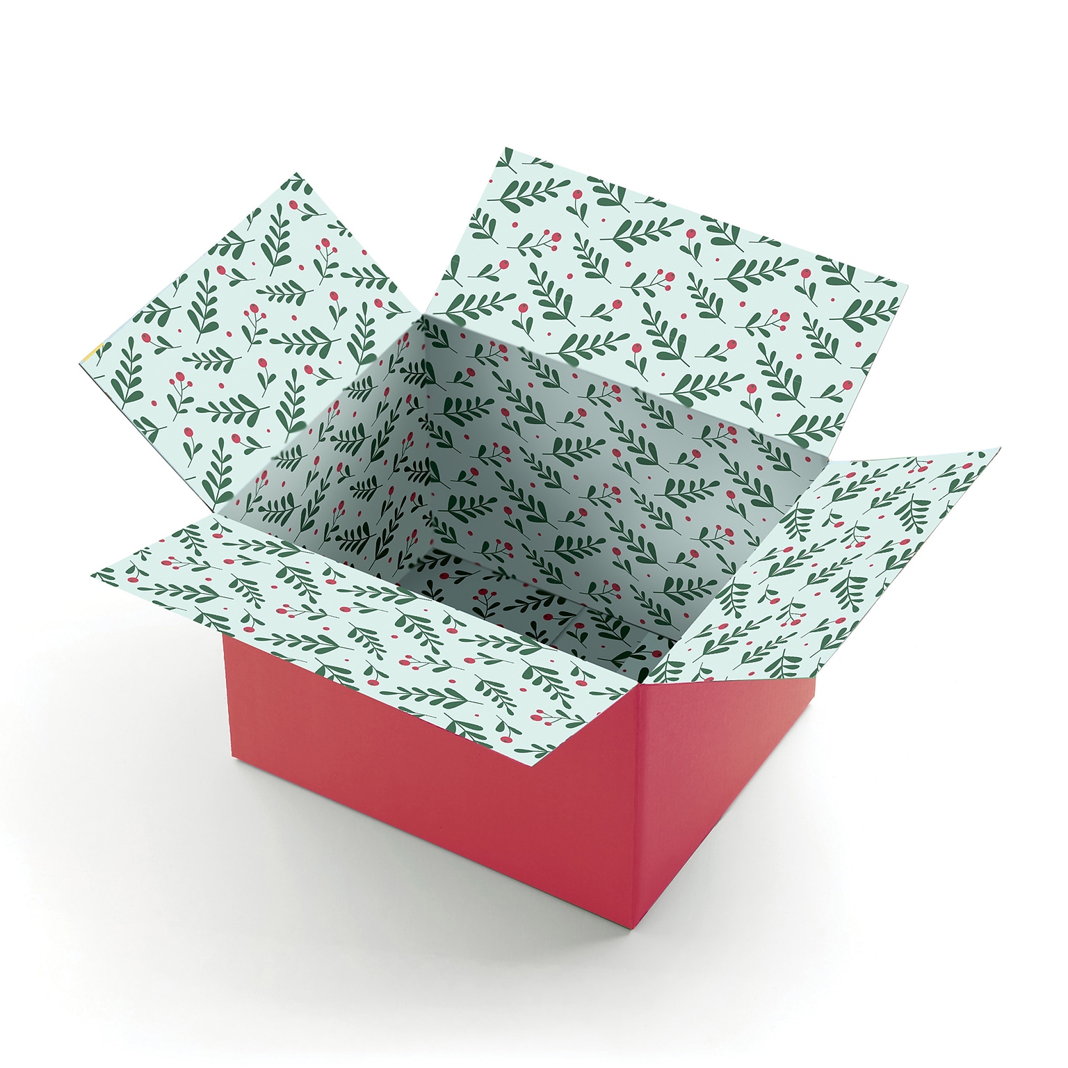 10 x 12 x 8 Decorative Holiday Gift Shipping Box, Christmas Floral, 200# Mullen Rated, 2/Pack (2024050)