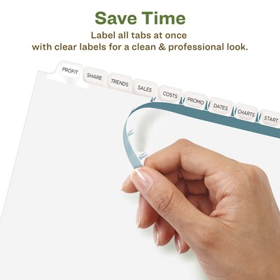 Avery Index Maker EcoFriendly Paper Dividers with Print & Apply Label Sheets, 12 Tabs, White, 5 Sets/Pack (11582)