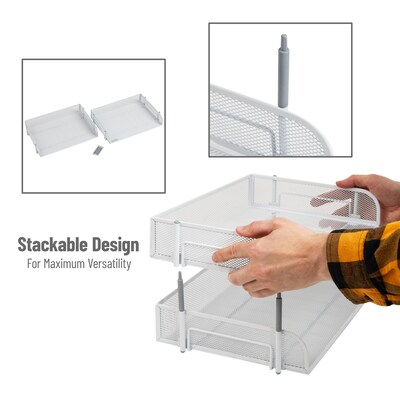 Mind Reader Metal Side Loading Stackable Letter Tray, White (ESTACK2-WHT)