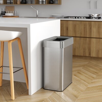 iTouchless 18 Gallon (68 Liter) Rectangular Open Top Kitchen Trash Can, Silver