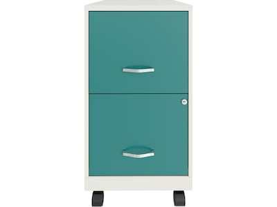 Space Solutions SOHO Smart File 2-Drawer Mobile Vertical File Cabinet, Letter Size, Lockable, Pearl