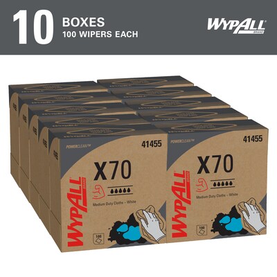 WypAll PowerClean X70 Fabric Cleaning Towels, 9.1, White, 10/Carton (41455)