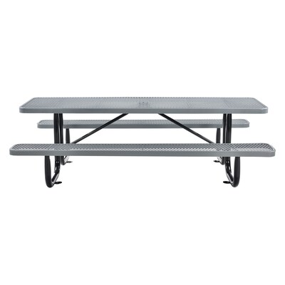 Global Industrial 8 Rectangular Picnic Table, Expanded Metal, Gray (277153GY)