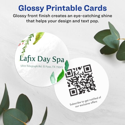 Avery Integrated Cards, 2 Dia., Glossy White, 120/Pack (95268)