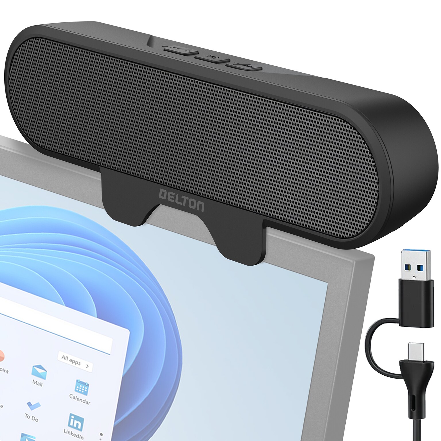 Delton P150 Clip-On 10-Watt Computer Speaker, USB-A, Black (DSP150C-U)