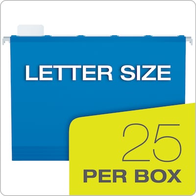 Pendaflex Ready-Tab Premium Reinforced Hanging File Folder, 5-Tab, Letter, Blue, 25/Box (42622)