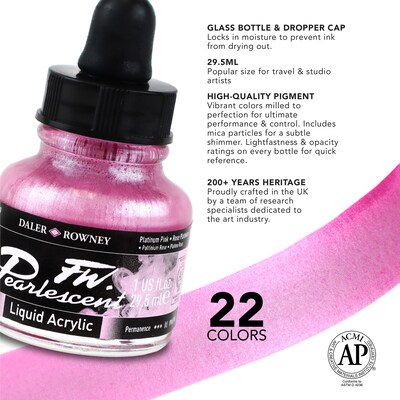 Daler-Rowney FW Acrylic Ink Pearlescent, Black, 29.5ml, 3/Bundle (DRW603201032-3)