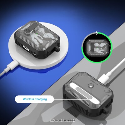 SaharaCase Raider Series Heavy Duty Secure Lock Case for Airpods Pro 3, Shock Absorbing Corners, Camo Gray (HP00224)