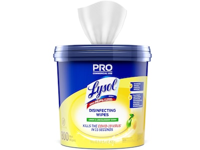 Lysol Pro Disinfecting Wipes, Lemon & Lime Blossom Scent, 800 Wipes/Canister, 2 Canisters/Carton (19200-99856CT)