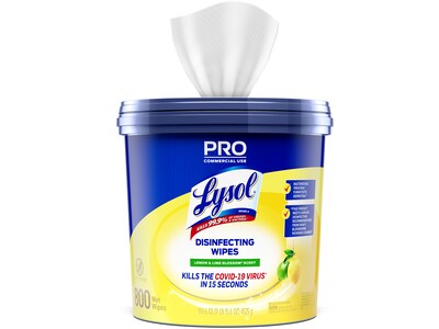 Lysol Pro Disinfecting Wipes, Lemon & Lime Blossom Scent, 800 Wipes/Canister, 2 Canisters/Carton (19200-99856CT)