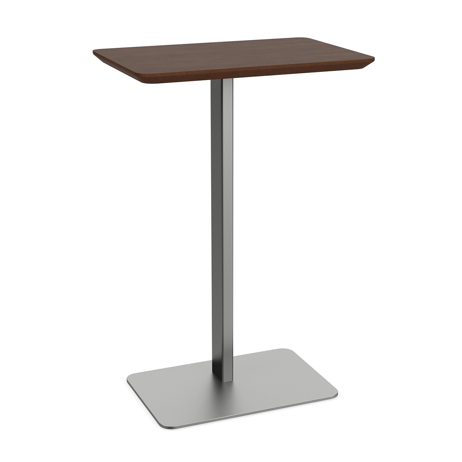 Lesro Luxe 18W x 12D Laminate Side Table, Riftwood Walnut/Silver (LX0080.SSV.TRW)