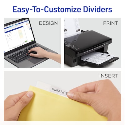 Avery Big Tab Insertable Paper Dividers, 5 Tabs, Buff with Clear Tabs, 24 Sets/Pack (11113)