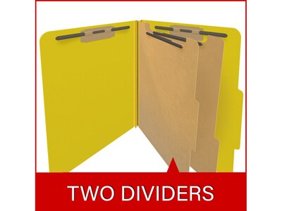 Medical Arts Press Pressboard Classification Folder, 2 Dividers, 2" Expansion, Letter Size, Yellow, 10/Box (DV-T42-26-3YLW)