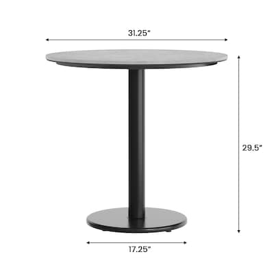 Flash Furniture Acadia 31.25" Round Wooden Dining Table with Round Base, Gray Faux Concrete/Black Base (STRD31CGTR18)