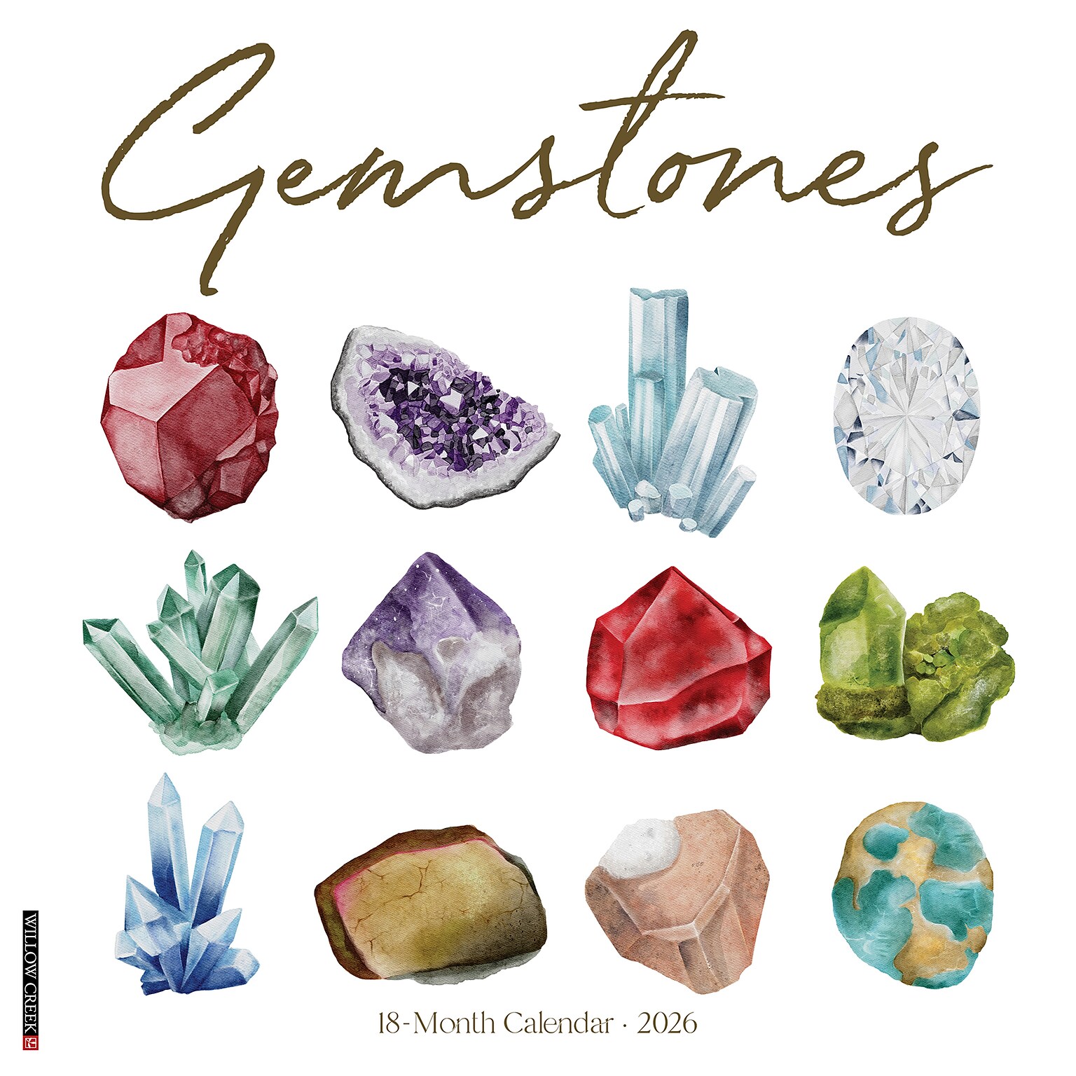 2026 Willow Creek Gemstones 12 x 12 Monthly Wall Calendar (55281)
