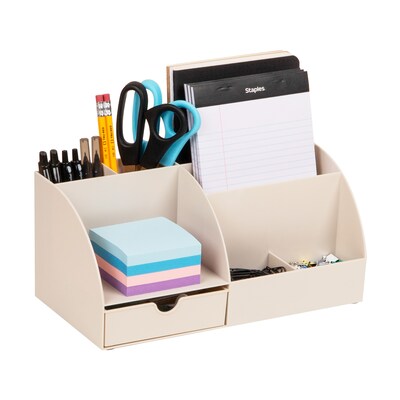 Staples 7-Compartment Plastic Desk Organizer, Warm White (ST63873)