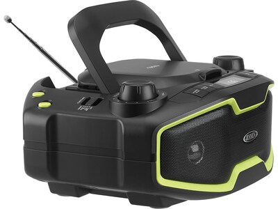 Jensen CD-575 CD Player with Radio, Black/Light Green