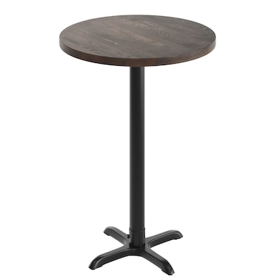 Flash Furniture Bennett 30 Round Wooden Commercial Indoor Table, Dark Brown Top/Black Base (GSFRD30DBT2222B)