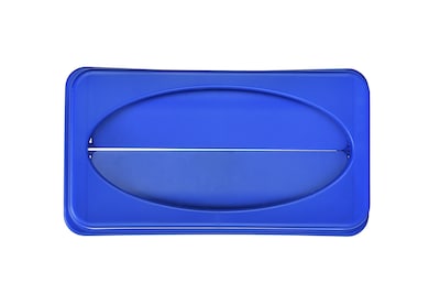 Alpine Industries Polypropylene Recycling Bin with Lid and Dolly, 23 Gallon, Blue (ALP477-BLU3-PKD)