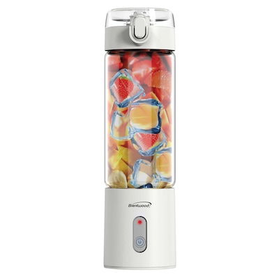 Brentwood 17-Oz. Portable Battery-Operated USB-Chargeable Glass Blender, White (RJB-100W)