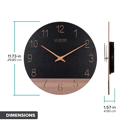 La Crosse Clock 12" Dark Sierra Wood Analog Quartz Wall Clock (404-3630C)