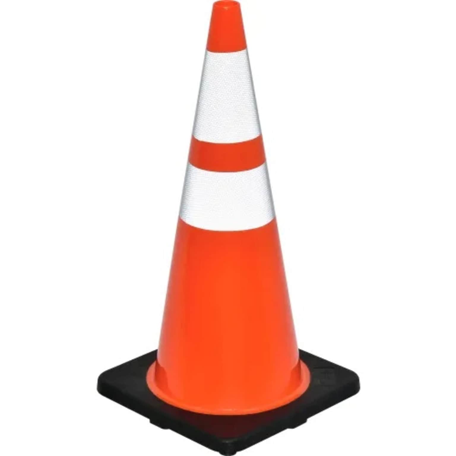 Global Industrial 28 Traffic Cone, Reflective, Black Base, 7 lbs. (708147)