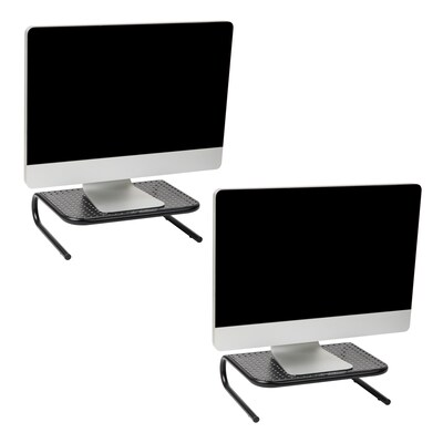 Mind Reader Ventilated Monitor Stand, Holds up to 44 lbs., Metal, Black, 2/Pack (2METMONST-BLK)