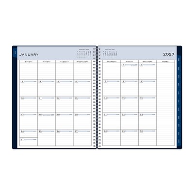 2027 Blue Sky Passages 8.5" x 11" Calendar Year Weekly & Monthly Standard Planner, Plastic Cover, Solid Navy (148659-27)